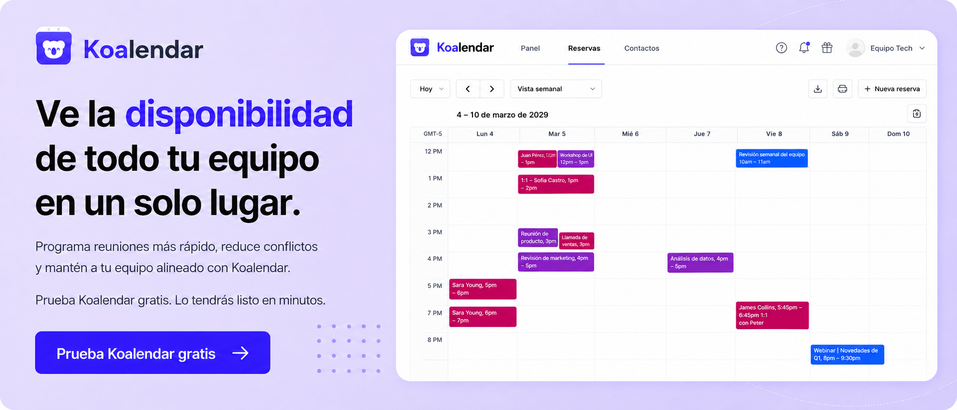 banner de la mejor herramienta de programación de equipos Koalendar